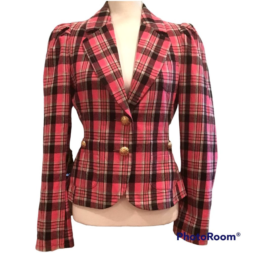 Express Women's Pink Plaid Blazer